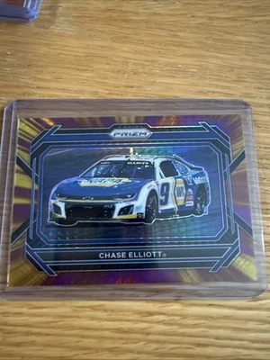 2023 Panini Prizm - Rides Chase Elliott #92 Purple & Yellow Hyper Prizm - Image 1 of 2