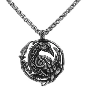 Viking Raven Necklace Stainless Steel Norse Hawk Falcon Pendant with Chain - Picture 1 of 3