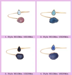 Geoda Druzy Doble Piedra Ajustable Artesanal Oro Amarillo Ropa Diaria - Imagen 1 de 14