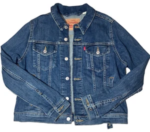 Levis Jeansjacke Damen Small Blau Distressed Light Wash Jeans Trucker L - Bild 1 von 11