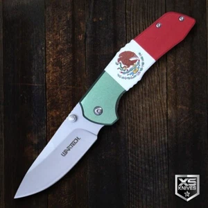 MEXICAN FLAG Tactical 8" Spring Assisted Open Folding Pocket Knife Survival EDC - Picture 1 of 4