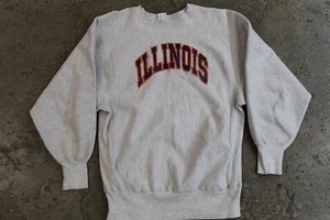 Sudadera de Colección Gris Universidad de ILLINOIS Campeón Universitario TEJIDO INVERSO XL - Imagen 1 de 6