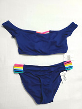 Heart and Harmony Girls Swim Suit Two Piece Bathing Suit bandeau Blue Size 16