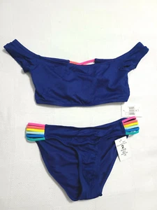 Heart and Harmony Girls Swim Suit Two Piece Bathing Suit bandeau Blue Size 16 - Picture 1 of 4