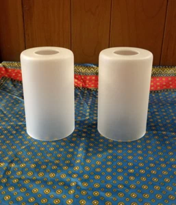 VOGUAD Frosted Glass Cylinder Lamp Shade Replacements 2-PC (1-5/8" Fitter Size) - Picture 1 of 6