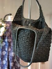 Boho Straw Bags black tote with lining French style Raffia Bags