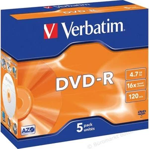 VERBATIM DVD-R AZO 4.7GB 16x 5er Branded Jewel Case Oberfläche Matt Silver - Bild 1 von 1
