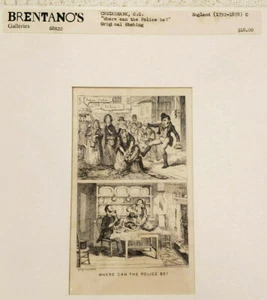 G.G. (George) Cruikshank "¿Dónde puede estar la policía?" Página de grabados originales NOS - Imagen 1 de 7