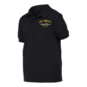 Law Enforcement Military USS MIDWAY CV-41 SHIP Black Polo shirt poloshirt - Picture 1 of 2