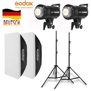 2 x lampe Godox SL-60W 5600K DEL lampe de studio lumière + boîte à lumière 60*90 cm + trépied - Photo 1/10