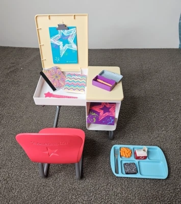 American Girl Flip-Top Desk Set, With accessories and lunch tray set - Image 1 of 4