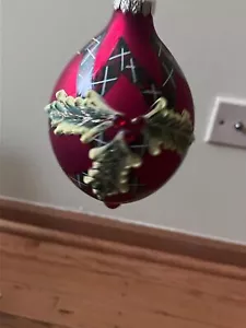 North Light Glitter Ornament Christmas Tree Pinewood Painted Red - Picture 1 of 5