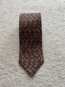 Valentino men’s rustic Brown Beige Floral Pattern silk tie - Picture 1 of 6