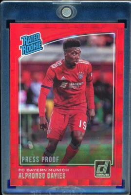 2018 Donruss "red press proof" ALPHONSO DAVIES rc rookie #176 TEAM CANADA - Image 1 of 2