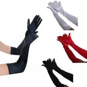 US Women Satin Evening Gloves 17.7'' Long Party Dance Elbow Length Opera Gloves