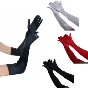 Guantes de noche de satén para mujer de EE. UU. 17,7"" largos fiesta baile codo largo guantes de ópera - Imagen 1 de 10