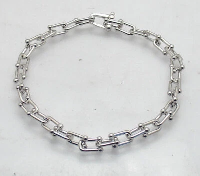 Solid U Link Hardware Chain Bracelet or Necklace Anti-tarnish Real Solid Silver - Image 1 of 4