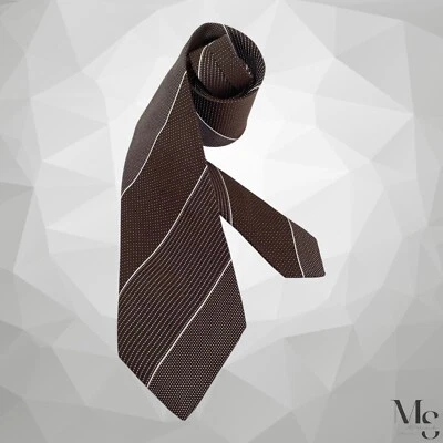 Corbata de seda de lujo a rayas marrones ERMENEGILDO ZEGNA XL Italia con: 3,25" EXCELENTE ESTADO Foto 1 de 4