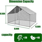 6.6'x9.8'x6.6' Large Metal Chicken Coop Walk-in Poultry Cage Hen Run House Cover