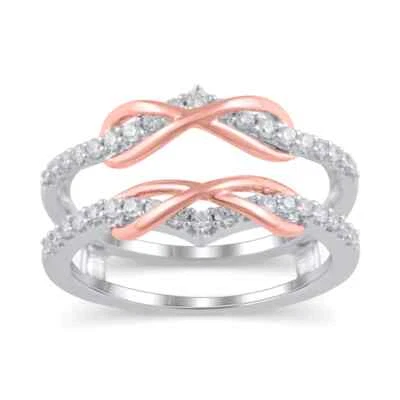 0.37Ct Real Diamond Chevron Solitaire Enhancer Wrap Ring in 10K Two-Tone Gold - Image 1 of 4