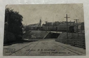 Athol R.R. Station, Looking From School St., Athol, Mass. Postcard (G2) - Picture 1 of 2