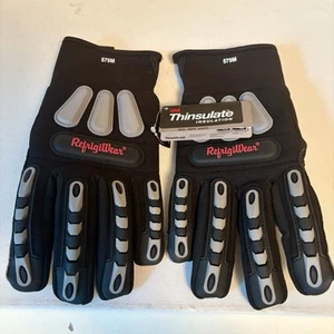 NWT RefrigiWear Black Gray Insulated 100g Impact Grip Work GLOVES 579M Medium - Picture 1 of 12