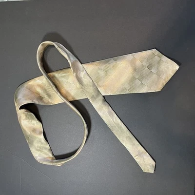 * Бесплатная доставка * Joseph & Feiss золотой чек 100% шелк галстук - Изображение 1 из 2