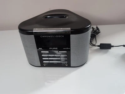 Pure Chronos iDock DAB FM Radio Alarm iPod iPhone Dock Black Working No Remote - Image 1 of 4