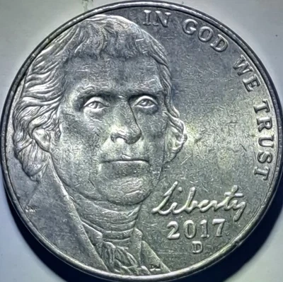 2017-D Jefferson Nickel Double Die Obverse & Reverse Error Circulated Coin. - Image 1 of 4