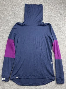 Mons Royale Pullover Herren Large blau lila Merinowolle Kapuze Base Layer Shirt - Bild 1 von 7