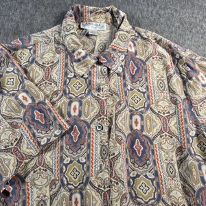 Amanda Italy Shirt Mens Large Multicolor Washable Silk Short Sleeve Button Up - Picture 1 of 13