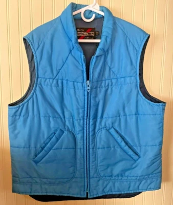 Vintage Sears The Men's Store Puffer Vest Blue XXL X-Tall Zipper Pockets - Image 1 of 4