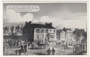 Postal ~ boceto de Berghaus ~ John Brown sale de la cárcel de Charlestown WV para su ejecución - Imagen 1 de 2