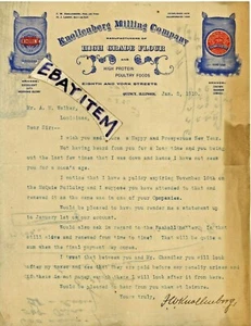 1910 letterhead F W KNOLLENBERG Milling Company QUINCY ILLINOIS H J Lowrie FLOUR - Picture 1 of 1