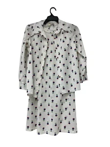 Robe et veste vintage JC Penny femme blanche à fleurs sans manches décalées taille 18 - Photo 1/15