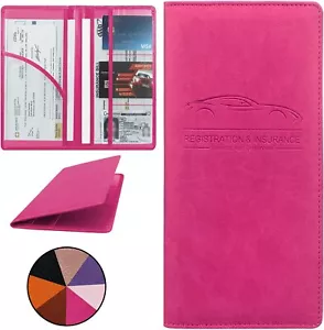 Car Registration and Insurance Holder Leather Vehicle Organizer Essential Wallet - Picture 1 of 7