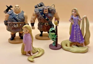 Disney Tangled Set Of 5 Figure Bundle Including Rapunzel Young Rapunzel Pascal - Picture 1 of 8