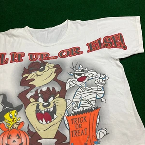 Vintage Looney Tunes Shirt Herren XXL weiß 1999 Halloween Trick or Treat Thrashed - Bild 1 von 14