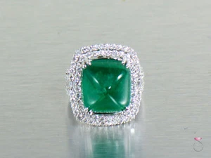 Magnificent 17 ct. Colombian Emerald Diamond Ring in 18K Gold GIA Certified. - Picture 1 of 12