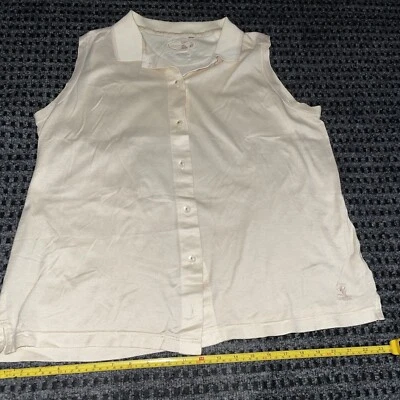 LPGA Women's Golf Top, Beige, Button Front, Sleeveless, L, - Image 1 of 4