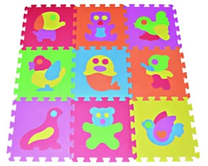Animal Puzzle Zoo Education Play Mat Soft EVA Foam 9-tile DIY Kids Color Floor - Picture 1 of 2