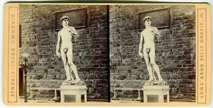 Vintage Stereoview Giacomo BROGI - Florence Il David di Michelangiolo c. 1870 - Picture 1 of 10