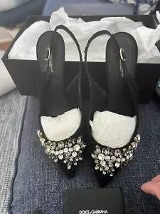 DOLCE & GABANNA SLINGBACK HEEL TAORIMINA LACE CHRYSTAL Brand New/Box - Picture 1 of 22