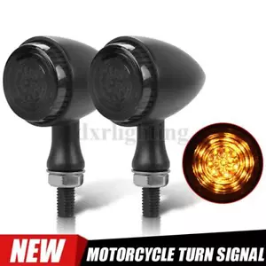 2X Motorcycle Turn Signal Indicator Light Amber Blinker Bullet For Bobber Racer - Picture 1 of 9