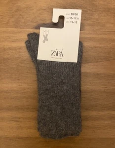 BNWT Zara Kids Boy Girl Wool Cashmere Knitted Socks Grey 6-7 Years 10-11.5 - Picture 1 of 3