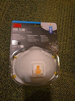 3M Cool Flow 8511 PRO Series N95 Respirator Paint, Sanding, Dust 2-pack Exp 8/25 - Image 1 of 3
