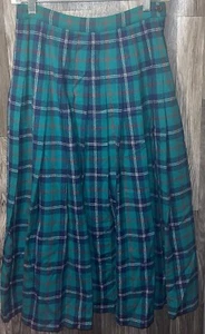 Vintage Pendleton Signature Tartan Wool Skirt Green BluePlaid Pleated Size 6 USA - Picture 1 of 8