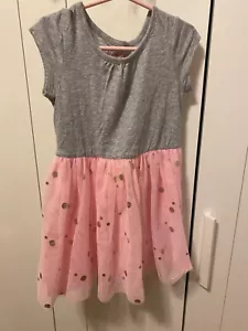 Vestido jersey/tutú de verano de manga corta Cat & Jack para niña talla 4T gris/rosa punto dorado - Imagen 1 de 4