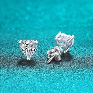 0,5ct Herz Ohrringe Weißgold Diamant Testpass Laborgefertigt VVS1/D/Top - Bild 1 von 4