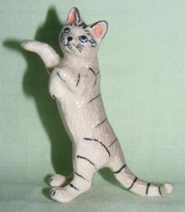 Klima Miniature Porcelain Animal Figure Silver Tabby Cat on Hind Legs K034 - Picture 1 of 1
